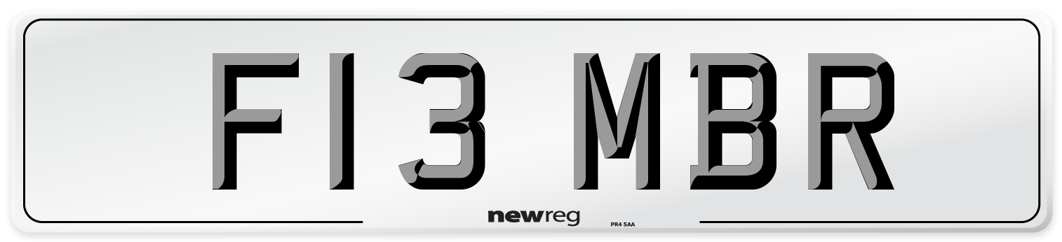 F13 MBR Number Plate from New Reg